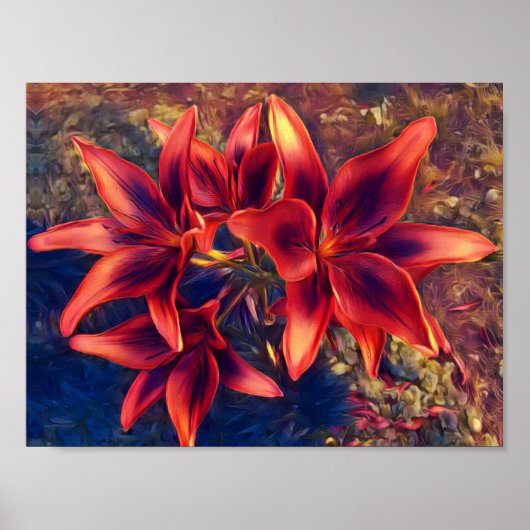 Vibrant Red Lilies Poster (Vorne)