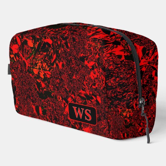 Vibrant Red Monogram Toiletry Bag Waschbeutel (Rechte Ecke)