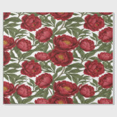 Vibrant Red Peony Collection Customizable Party  Geschenkpapier (Flach)