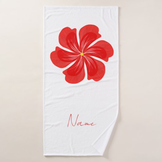 Vibrant Red Petal Bloom - Minimalist Floral Art Badehandtuch (Badehandtuch)