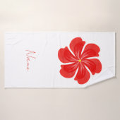 Vibrant Red Petal Bloom - Minimalist Floral Art Badehandtuch (Badehandtuch)