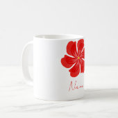 Vibrant Red Petal Bloom - Minimalist Floral Art Kaffeetasse (Vorderseite Links)