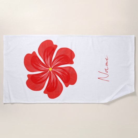 Vibrant Red Petal Bloom - Minimalist Floral Art Strandtuch (Vorderseite)