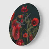 Vibrant Red Poppies on Black Große Wanduhr (Winkel)