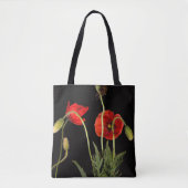 Vibrant Red Poppies on Black Tasche (Vorderseite)
