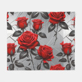 Vibrant Red Roses On A Metallic Silver Background  Fleecedecke (Vorderseite (Horizontal))