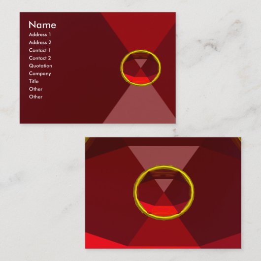 VIBRANT RED RUBY GEMSTONE Abstrakt Geometric Visitenkarte (Vorne/Hinten)