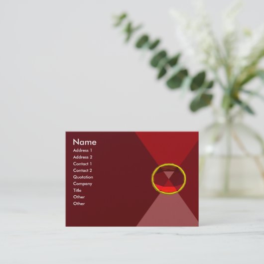 VIBRANT RED RUBY GEMSTONE Abstrakt Geometric Visitenkarte (Stehend Vorderseite)
