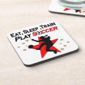 VIBRANT RED SOCCER PLAYER DESIGN GETRÄNKEUNTERSETZER (Linke Seite)