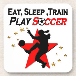 VIBRANT RED SOCCER PLAYER DESIGN GETRÄNKEUNTERSETZER