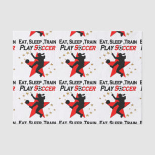 VIBRANT RED SOCCER PLAYER DESIGN SEIDENPAPIER