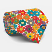 Vibrant Retro 60s Daisy Flower Power Pattern Krawatte (Gerollt)