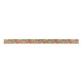 Vibrant Retro 60s Daisy Flower Power Pattern Satinband (Vorderseite)