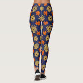 Vibrant Retro Daisy Floral Seamless Pattern Leggin Leggings (Rückseite)