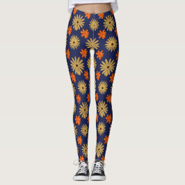 Vibrant Retro Daisy Floral Seamless Pattern Leggin Leggings