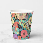 Vibrant Retro Floral Burst Pappbecher (Rückseite)