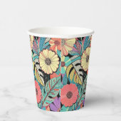 Vibrant Retro Floral Burst Pappbecher (Rechts)