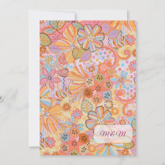 Vibrant Retro Floral Pattern Illustration Einladung (Rückseite)