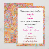 Vibrant Retro Floral Pattern Illustration Einladung (Vorne/Hinten)