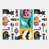 Vibrant Retro Halloween Collage Pink Pumpkin Black Geschenkpapier Set (Vorderseite 2)