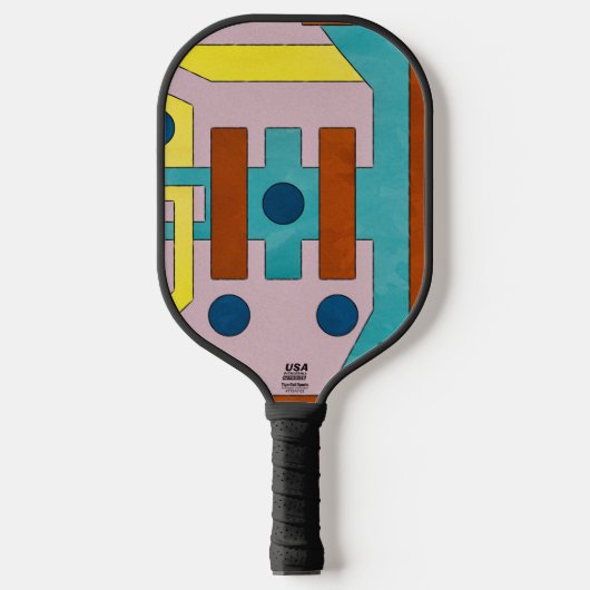 Vibrant Retro Industrial Geometric Abstract Pickleball Schläger (Vorderseite)