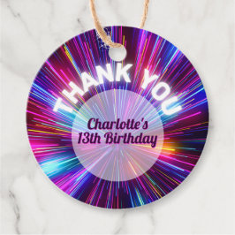 Vibrant Retro Neon Glowing Pink Purple Thank You Geschenkanhänger