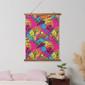 Vibrant Retro Pop Seamless Pattern Wandteppich Mit Holzrahmen (Schlafzimmer)