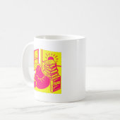 Vibrant Retro Reading Nook Illustration Kaffeetasse (Vorderseite Links)