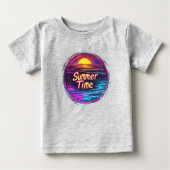Vibrant Retro “Summer Time” Sunset T-Shirt (Vorderseite)
