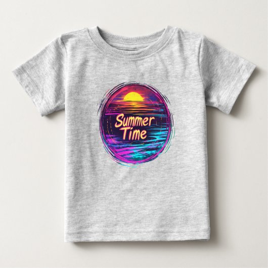 Vibrant Retro “Summer Time” Sunset T-Shirt (Vorderseite)