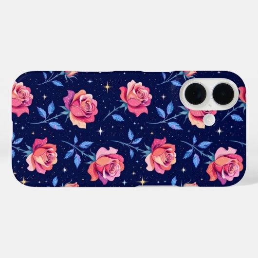 Vibrant Roses Against Starry Night Sky Case-Mate iPhone Hülle (Rückseite (Horizontal))