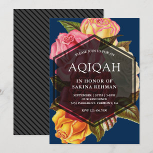 Vibrant Roses Bouquet Geometric Aqeeqah   Aqiqah Einladung