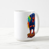 Vibrant Rottweiler Pop Art – Bold Neon Dog Kaffeetasse (VorderseiteRechts)