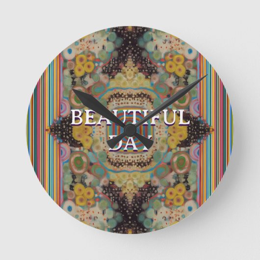 Vibrant Round Throw Art Pillow Runde Wanduhr (Vorderseite)