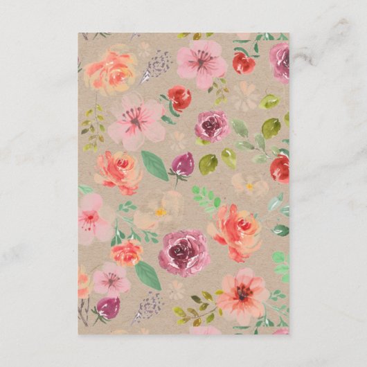 Vibrant Rustikale Blumenzettel Begleitkarte (Rückseite)