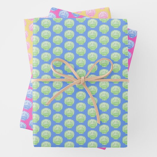 Vibrant Scallop Shells Wrapping Paper Geschenkpapier Set (Beispiel)