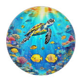 Vibrant Sea Turtle Reef Art Schneidebrett (Vorderseite)
