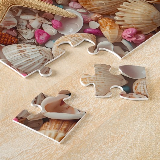 Vibrant Seashell Still Life on Teal Background Puzzle (Seite)