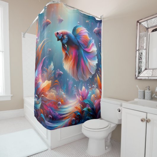"Vibrant siamesische Fischerei Art" Duschvorhang (Beispiel)