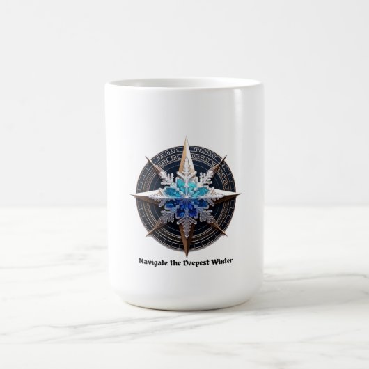 Vibrant Snowflake T-Shirt, Compass Metallic Art Kaffeetasse (Mittel)