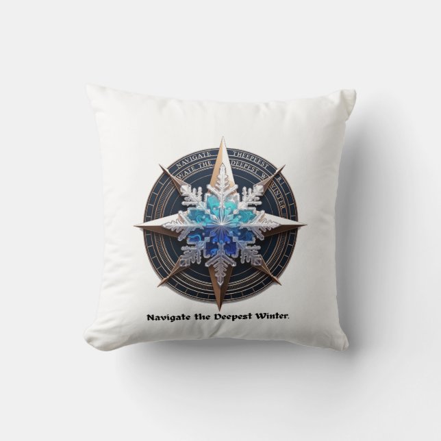 Vibrant Snowflake T-Shirt, Compass Metallic Art Kissen (Vorderseite)