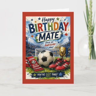 vibrant soccer-themed Red Mate birthday card Karte