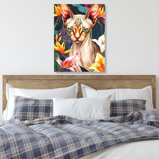Vibrant Sphynx Cat Digital Artwork Leinwanddruck (Insitu (Schlafzimmer))