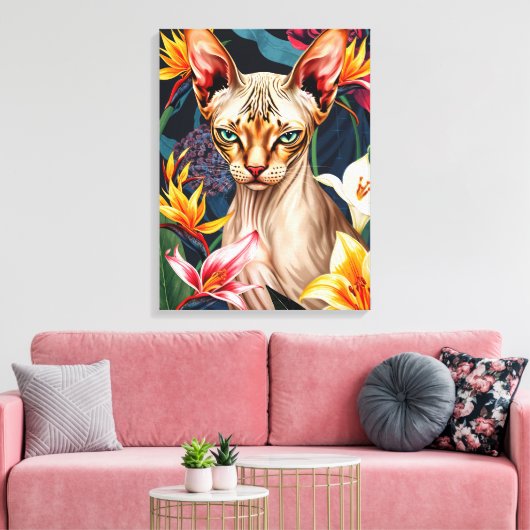 Vibrant Sphynx Cat Digital Artwork Leinwanddruck (Insitu (Wohnzimmer))