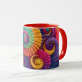 Vibrant Spiral Abstract Patterns Tasse (VorderseiteRechts)