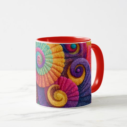 Vibrant Spiral Abstract Patterns Tasse (VorderseiteRechts)