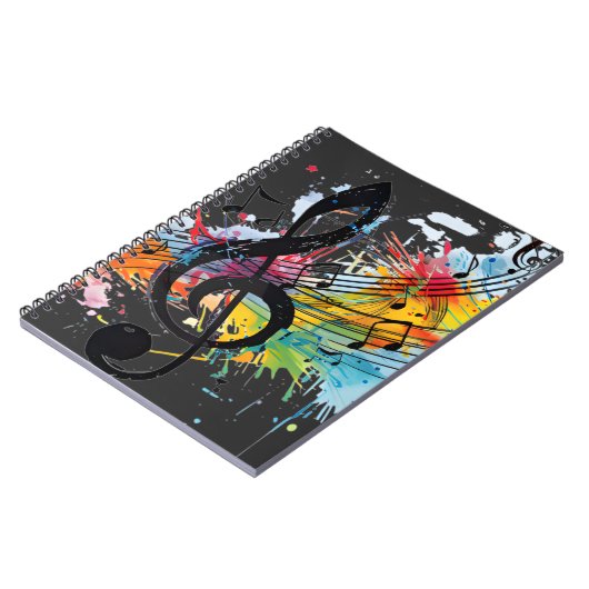 Vibrant Splashy Music Lover's Spiral Notebook Notizblock (Linke Seite)
