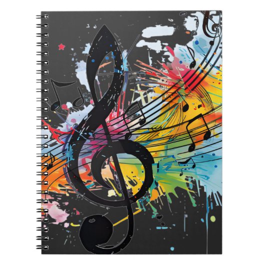 Vibrant Splashy Music Lover's Spiral Notebook Notizblock (Vorderseite)