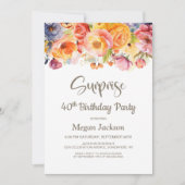 Vibrant Spring Floral Überraschung 40. Geburtstag Einladung (Vorderseite)