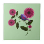 Vibrant Spring Floral with Cute Purple Bird Art Fliese<br><div class="desc">Bring the freshness of the garden into your home with this beautiful Spring illustration. Featuring a chubby purple bird resting on a flowering branch, surrounded by vibrant deep pink blooms and lush green leaves. This cheerful design is perfect for celebrating the season of new beginnings. It looks stunning on tote...</div>